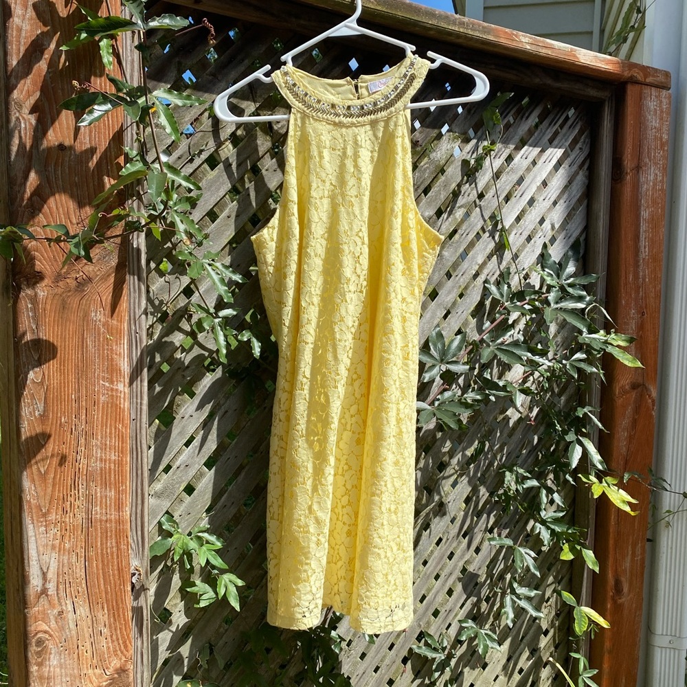 Candie's Halter Beaded Lace Dress w/ Keyhole Back
